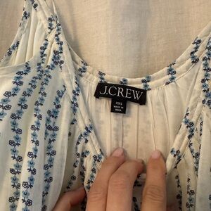 J. Crew Cream and Blue Patterned Dress